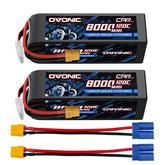 2-Pack Ovonic 22.2V 120C 6S 8000mAh LiPo Battery with XT60 Plug & EC5 Adapter for RC Airplanes, EDF Jets, and 1/8 Scale Vehicles