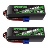 Ovonic Rebel 120C 6S 5300mAh 22.2V LiPo Battery with EC5 Plug for 1/7 & 1/8 RC Cars Trucks & EDF Jets (1/2 Pack)