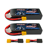 2-Pack Ovonic 7.4V 3500mAh 2S LiPo Battery | Lightweight 2S1P with XT60 to TRA Plug for LaTrax, 1/12 Scale & 1/10 Buggy