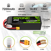 OVONIC 4S 7200mAh 130C 14.8V Lipo Battery with XT60 to TRA Plug
