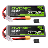 2 × OVONIC 2S 80C 7.4V 3200mAh LiPo Battery Pack With XT60+TRA Plug for RC Car Truck Boat