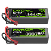 2-Pack OVONIC 11.1V 8000mAh 100C 3S Hardcase LiPo Battery Pack with Deans (T) Plug for 1/10 Scale RC Cars, Monster Trucks & Bashers