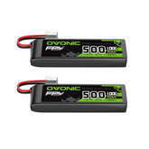 2 x OVONIC 3.7V 100C 500mAh 1S Lipo Battery Long Size with JST Plug