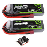 2 x OVONIC 3S Lipo Battery 50C 3000mAh 11.1V with Dean Connector & Lipo Voltage Checker
