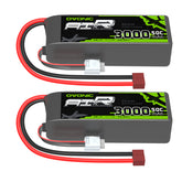 2×Ovonic 3000mAh 3S 50C Lipo Battery 11.1V Long with T Plug for RC Aircraft