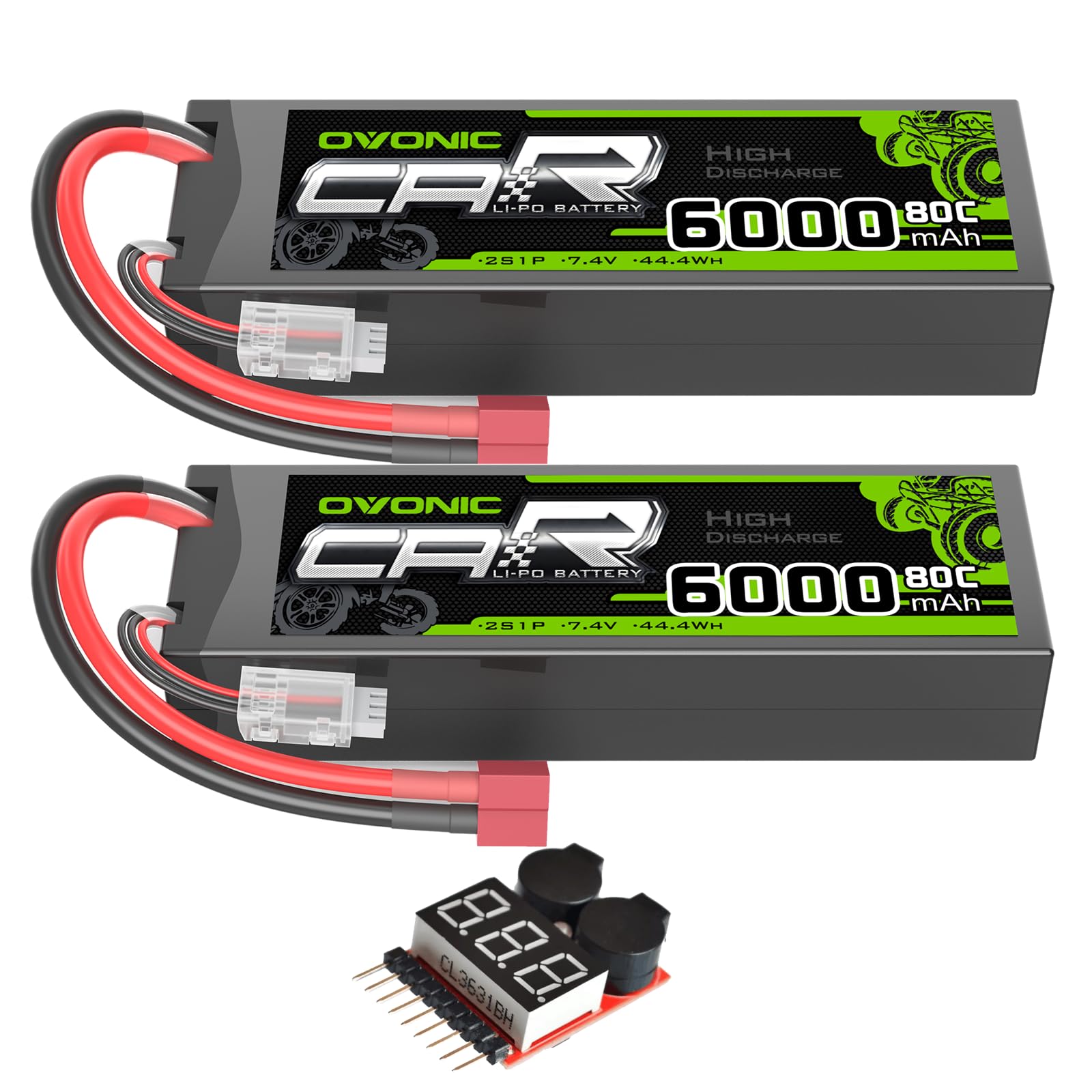 2 x OVONIC 6000mAh 80C 2S 7.4V Lipo Battery Hardcase with Deans Plug & Ampow 2 x OVONIC 6000mAh 80C 2S 7.4V Lipo Battery Hardcase with Deans Plug & Ampow