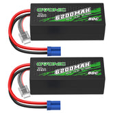 2 × OVONIC 4S Lipo Battery 6200mAh 80C 14.8V RC Lipo Battery with EC5 Plug for RC Vehicles 1/10 1/8 scale RC Truck