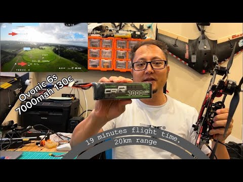 Batterie LiPo Ovonic 6S 7000mAh 130C avec prise EC5 pour voitures, jets, bateaux et drones RC 1/8