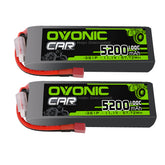2x Batterie LiPo Ovonic 100C 3S1P 5200mAh 11.1V pour Voiture RC - Deans Plug