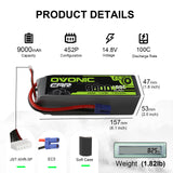 Ovonic 100C 9000mAh 4S LiPo Battery 14.8V with EC5 Plug for rc car