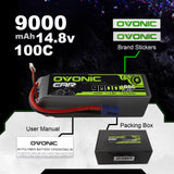 Ovonic 100C 9000mAh 4S LiPo Battery 14.8V with EC5 Plug for 1/5 rc car