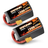 2×Ovonic 120C 6S 1300mAh 22.2V LiPo Battery Pack for FPV Racing - XT60 Plug