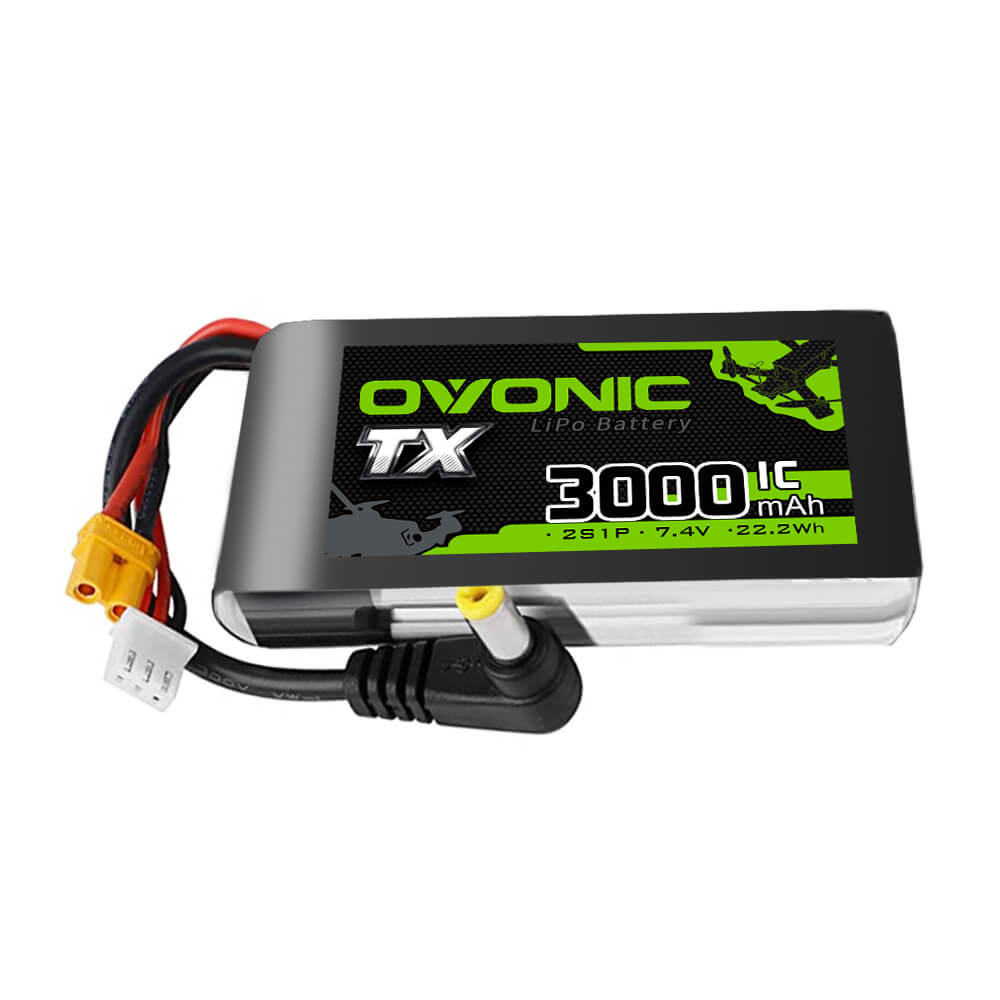 fpv goggle battery Ovonic 2S 3000mAh 7.4V 1C LiPo for Fatshark FPV Goggles- DC-5521&XT60 – Ampow