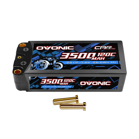 Ovonic 7.6V 120C 3500mAh 2S1P LiHV Shorty Hardcase Lipo Battery with 5mm Bullet
