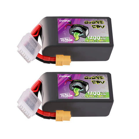 2×Ovonic Rebel 2.0 150C 22.2V 1400mah 6S Lipo Battery Pack with XT60 Plug 