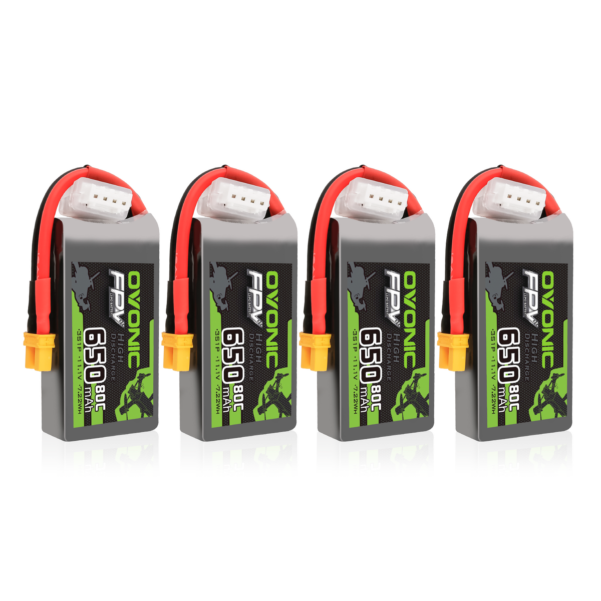 4x Ovonic 80C 4S 650mah Lipo Battery 14.8V Pack with XT30 Plug