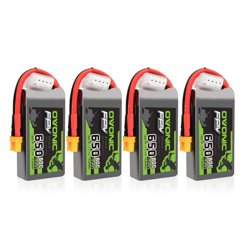 4x Ovonic 80C 4S 650mah Lipo Battery 14.8V Pack with XT30 Plug