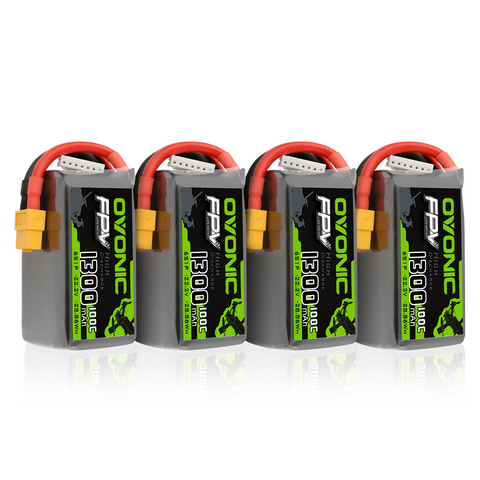 Ovonic 6S 1300mAh 100C LiPo Battery Pack 22.2V XT60 Plug for FPV Racing & Freestyle Drones(Multi-Pack)