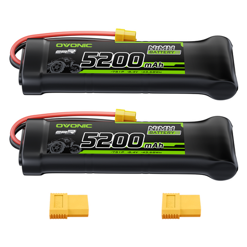 OVONIC 8.4V 5200mAh NiMH Battery Pack 7-Cell Flat with XT60 & TRX Plug for RC Vehicles