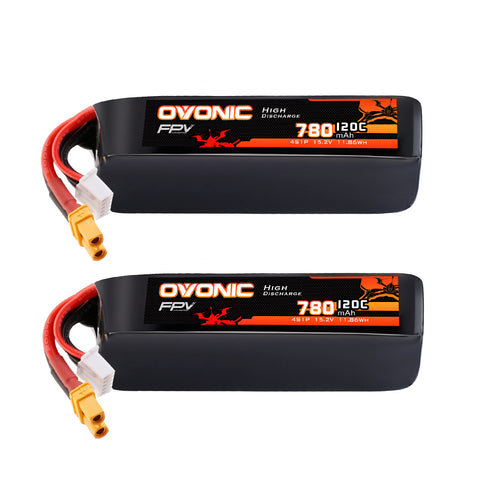 2-Pack Ovonic 4S 780mAh 120C 15.2V LiHV Battery w/XT30 Plug