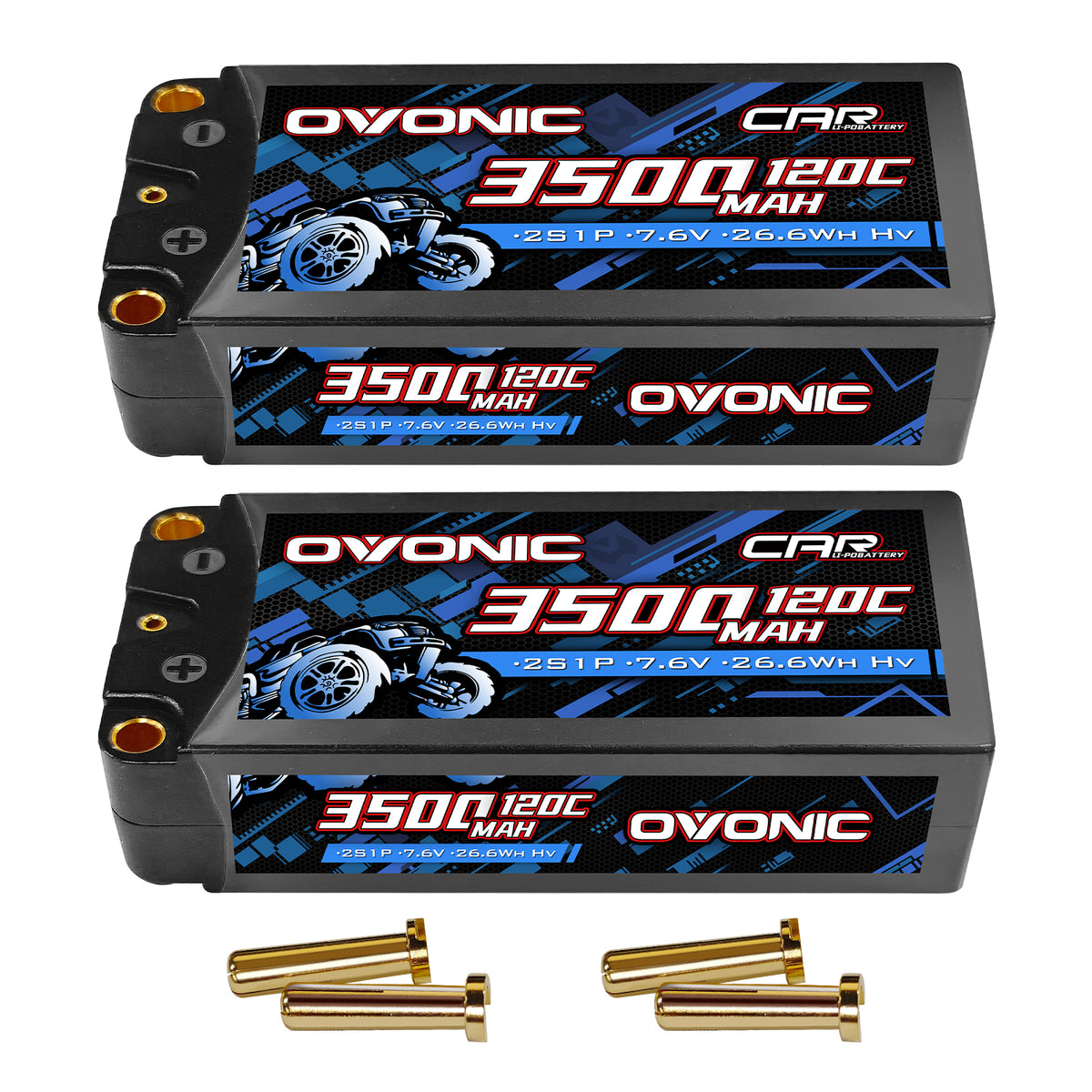 Ovonic 7.6V 120C 3500mAh 2S1P LiHV Shorty Hardcase Lipo Battery with 5mm Bullet