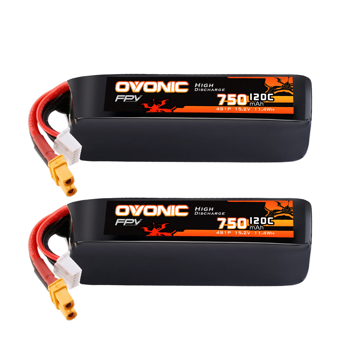 2-Pack Ovonic 4S 750mAh 120C 15.2V LiHV Battery w/XT30 Plug