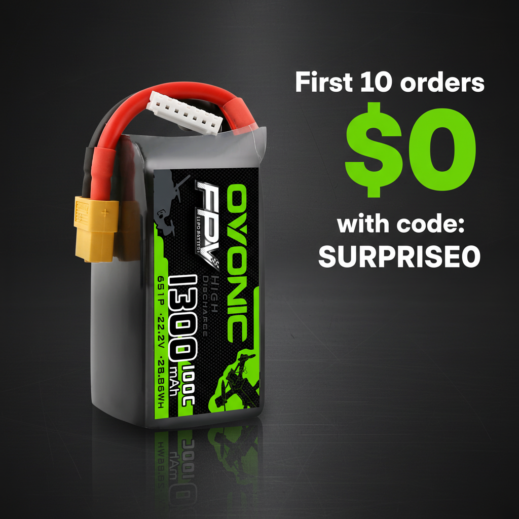 Ovonic 6S 1300mAh 100C 22,2V LiPo (XT60) | Gratis per i primi 10 clienti: chi prima arriva meglio alloggia!