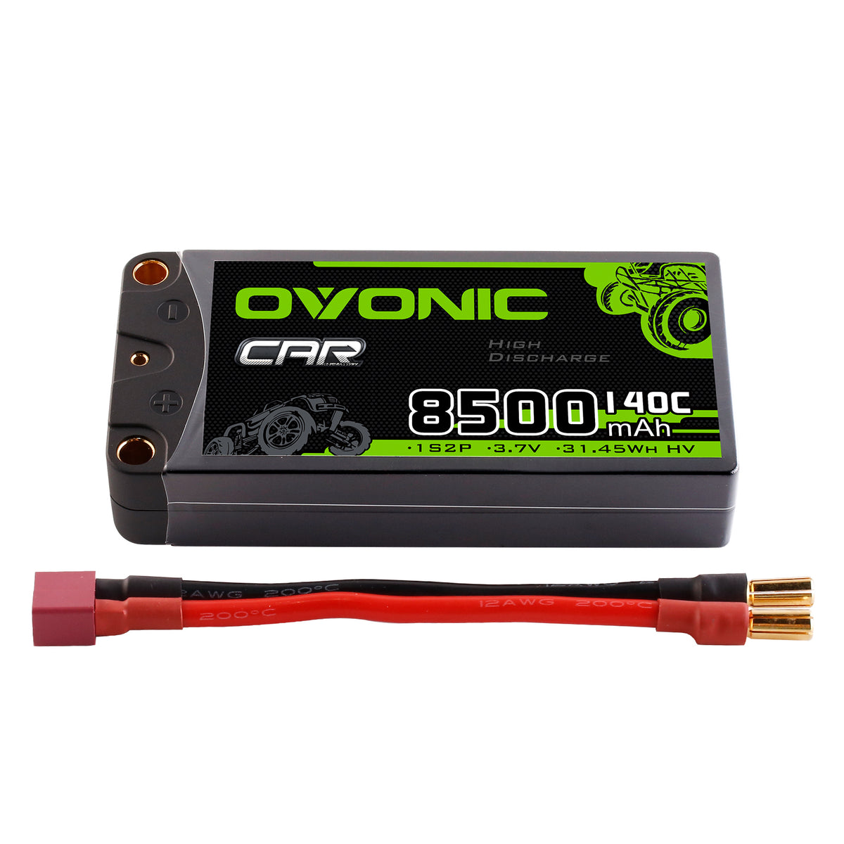Ovonic 8500mAh 3.7V 140C 1S2P Hardcase LiPo Battery Pack with 5mm Bullet to Deans T Connector