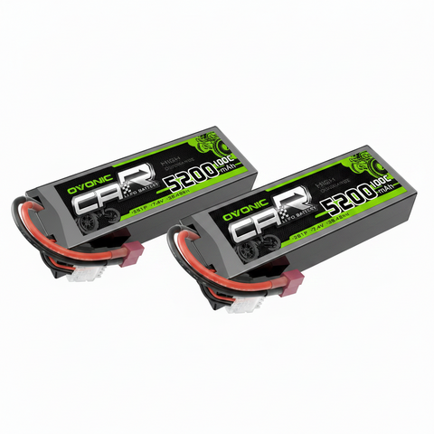 [2-Pack] Ovonic 7.4V 100C 2S 5200mAh Hardcase LiPo Battery with Deans Plug for 1/10 Scale RC Buggy, Truggy & Racing Cars