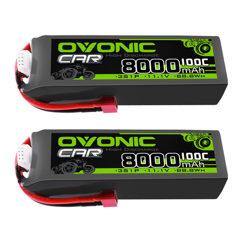 OVONIC 3S 11.1V 8000mAh 100C High Power Lipo Battery w/ Deans T Connector for 1/10 RC Car/Plane/Boat