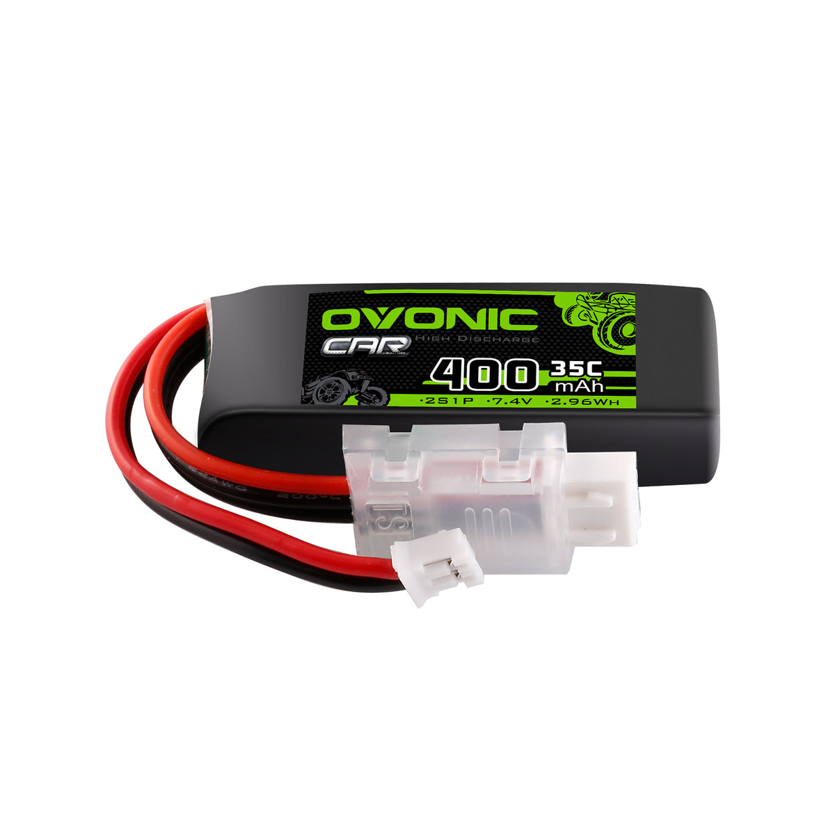 Ovonic 2S 400mAh 35C 7.4V LiPo Battery w/JST Plug
