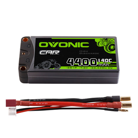 Ovonic 4400mAh 7.6V 140C 2S Hardcase LiHV Battery Pack with 5mm Bullet to Deans T Connector