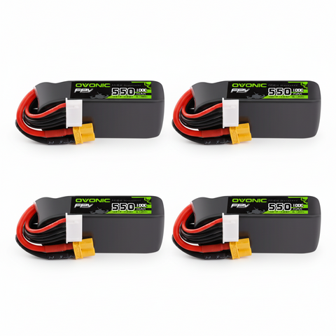 Ovonic 4S 550mAh 100C LiPo Battery with XT30 Plug for Cinewhoops & Micro FPV Drones (2/4 Pack)