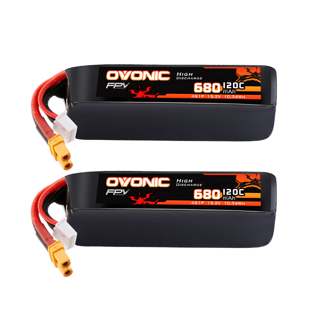 2-Pack Ovonic 4S 680mAh 120C 15.2V LiHV Battery w/XT30 Plug