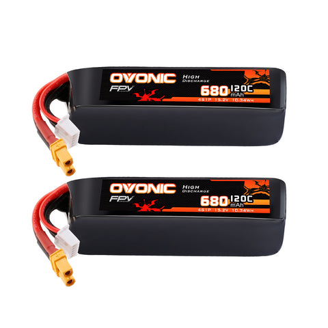 2-Pack Ovonic 4S 680mAh 120C 15.2V LiHV Battery w/XT30 Plug