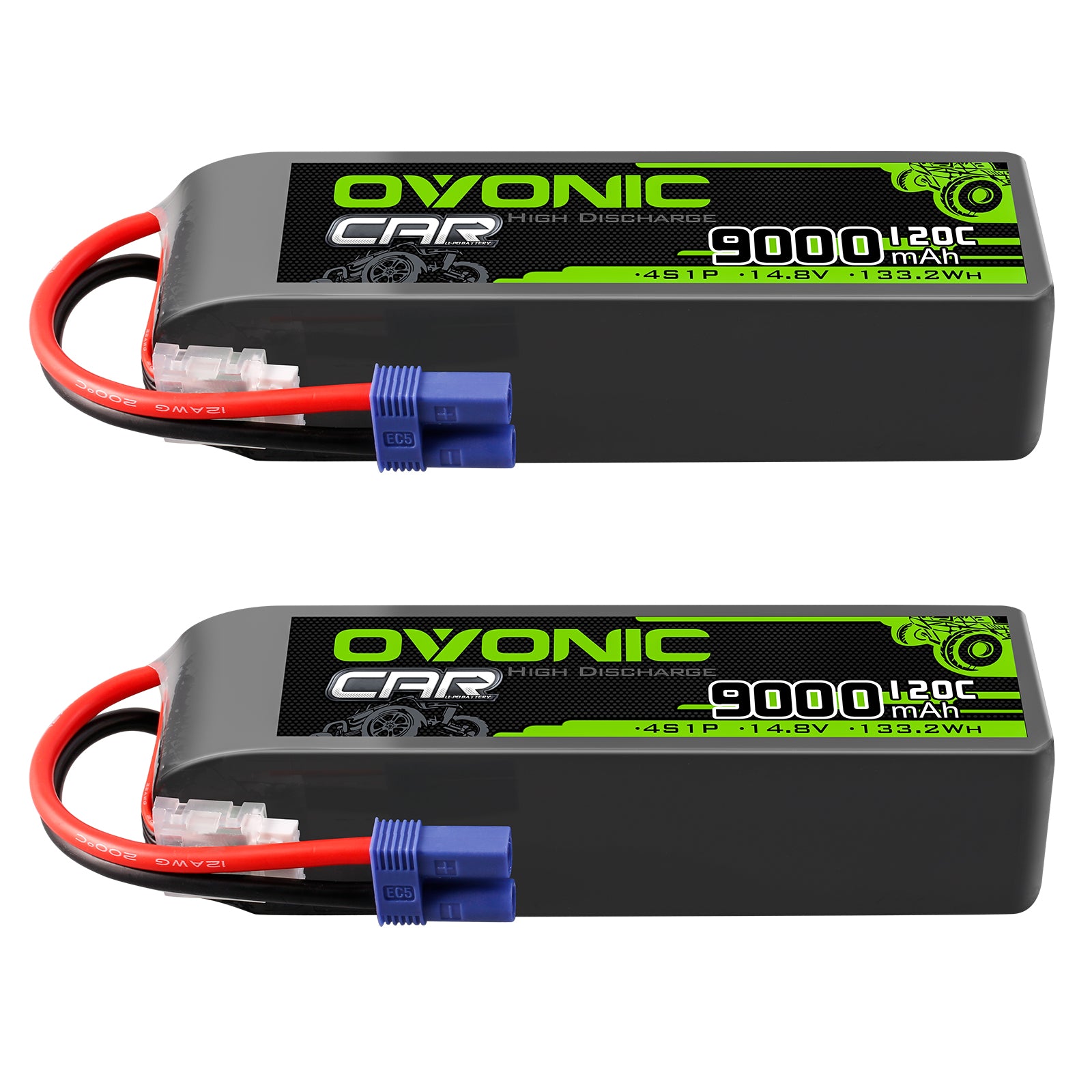 Batterie Lipo OVONIC 5200mAh 4S 14.8V 130C avec connecteur EC5 Batterie Lipo OVONIC 5200mAh 4S 14.8V 130C avec connecteur EC5