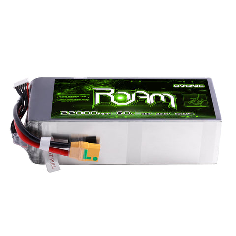 Ovonic ROAM 22.8V 22000mAh 60C 6S1P LiHV Drone Battery Pack with XT90S-F Anti-Spark Connector for Industrial UAVs and Heavy-Lift Multirotors