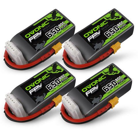 Ovonic 80C 14.8V 650mah 4S Lipo Battery with XT30 Plug