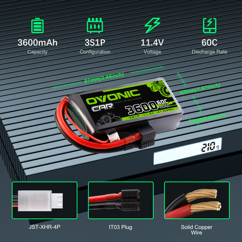 Ovonic 3S 3600mAh 60C 11.4V LiHV Battery w/IT03 Plug
