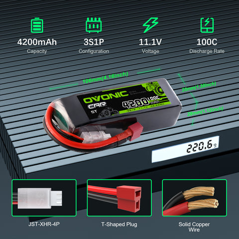 Ovonic 3S 4200mAh 100C 11.1V Shorty LiPo Battery w/Deans Plug