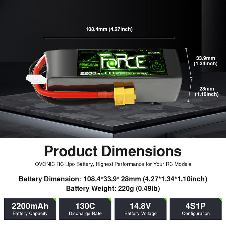 OVONIC 4s Lipo Batterij 6000mAh 100C 14.8V met EC5 Connector