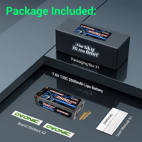 Ovonic 7.6V 120C 3500mAh 2S1P LiHV Shorty Hardcase Lipo Battery with 5mm Bullet
