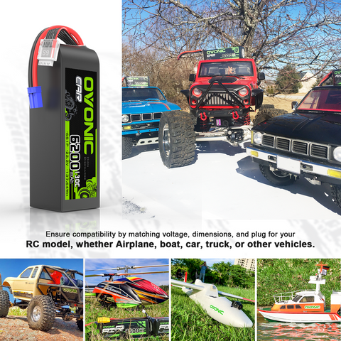 OVONIC 6S 6200mAh 22.2V 130C LiPo Battery with EC5 Plug for 1/8 & 1/7 Scale RC Car 6S RC Boat Airplane