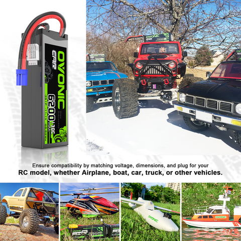 OVONIC 3S 6200mAh 11.1V 130C Lipo Battery with EC5 Plug for 1/8 & 1/10 Scale RC Car Truck RC Plane