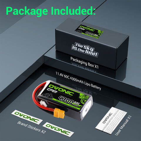Ovonic 3S 4300mAh 60C 11.4V LiHV Battery w/XT60 Plug
