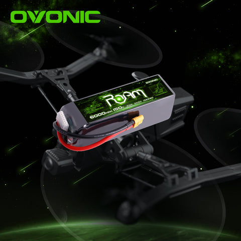 OVONIC Roam Series 22.2V 6000mAh 150C 6S Softcase LiPo Battery Pack with XT90-S Anti-Spark or XT60 Plug Options for 7–10 Inch FPV Cinelifters, Long-Range Drones & RC Helicopters
