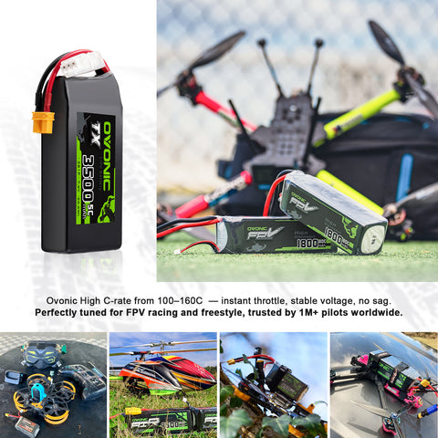 2-Pack Ovonic 2S 3500mAh 5C 7.6V LiHV Battery w/XT30 Plug for RC Transmitters and Receivers