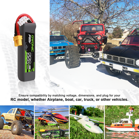 Ovonic 2S 550mAh 100C LiPo Battery with XT30 Plug for Micro FPV Drones & Toothpick Quads (2/4 Pack)