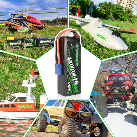 2-Pack OVONIC Rebel Series 11.1V 6000mAh 100C 3S Softcase LiPo Battery Pack with EC5 Connector for ARRMA 3S and 6S RC Vehicles