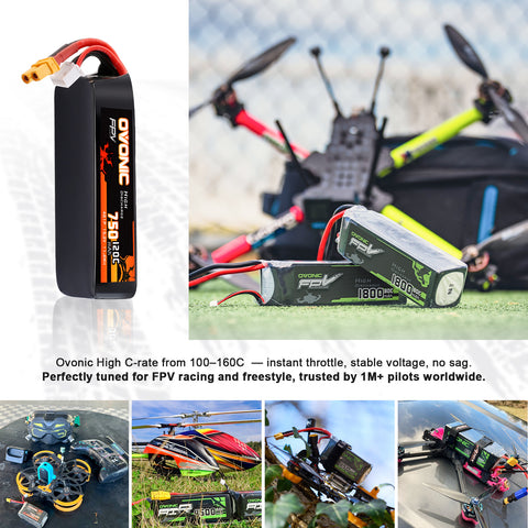 [FREE for First 20 | CODE: PRIMEFREE] [June 22-24] 2-Pack Ovonic 4S 750mAh 120C 15.2V LiHV Battery w/ XT30 Plug